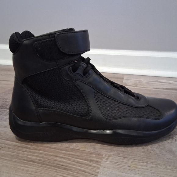Men's Prada America's Cup high top leather sneakers size 8 - Picture 1 of 7